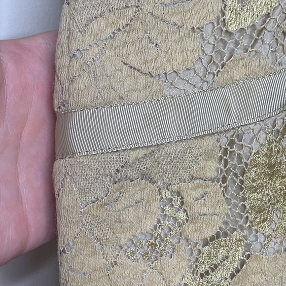 LÓPEZ KNUDSEN | Vintage Lace Crochet Mesh Ribbon Metallic Midi Cocktail Dress - Picture 10 of 17